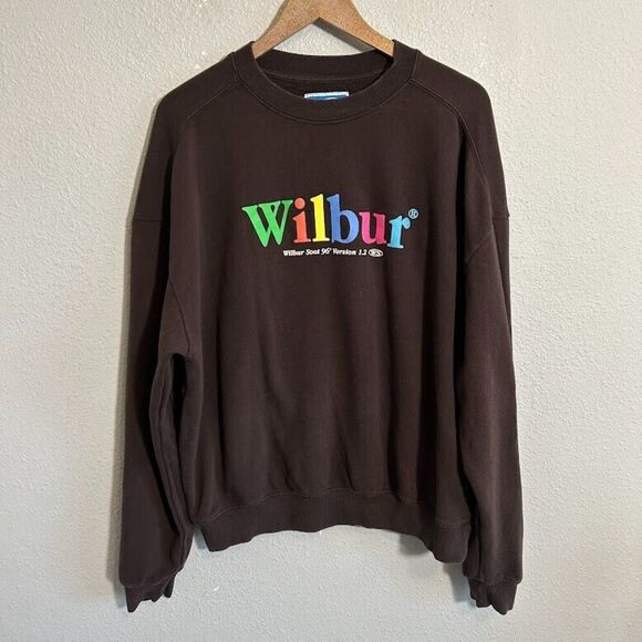 Wilbur Soot Crewneck Sweatshirt Mens M Brown 1996 Computer Tech Pullover - Picture 2 of 6